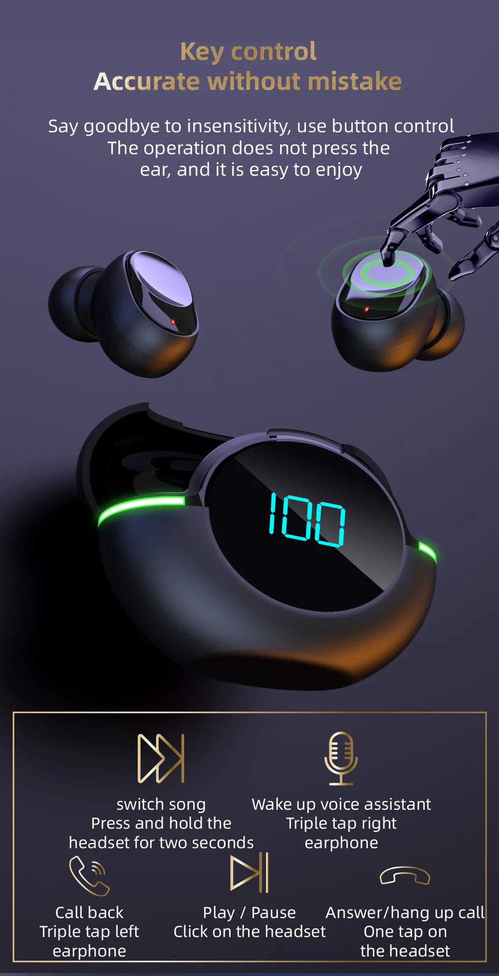 Y80 Bluetooth 5.2 ANC Earphones – True Wireless with Mic – audio-accessory