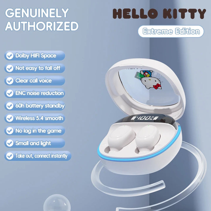 Hello Kitty TWS Earphones – Bluetooth 5.3, ANC, Waterproof – audio-accessory