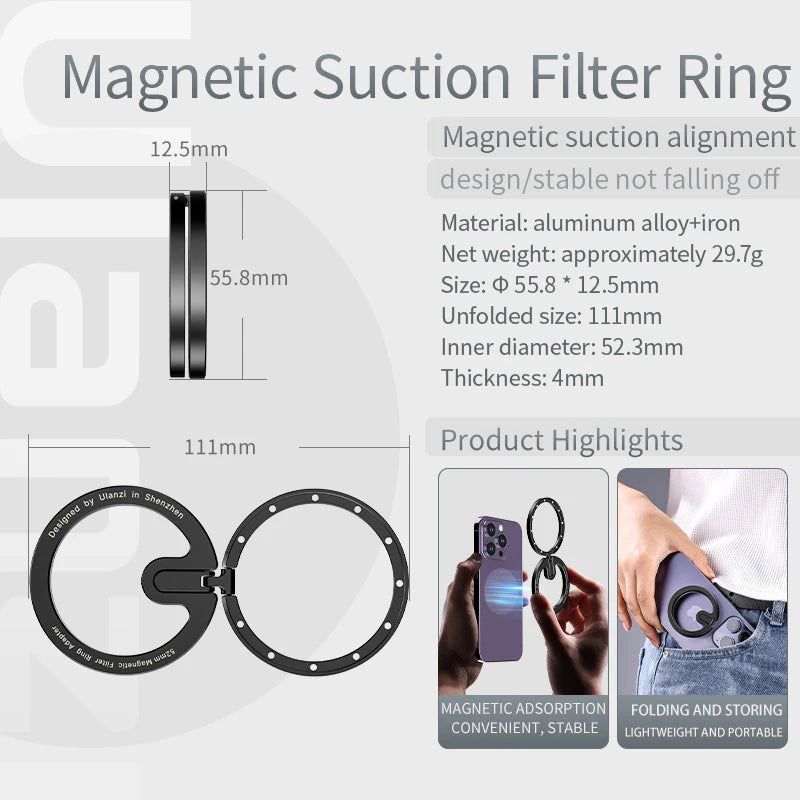 Ulanzi MagSafe Lens Adapter – Universal Magnetic Mount for iPhone & Android