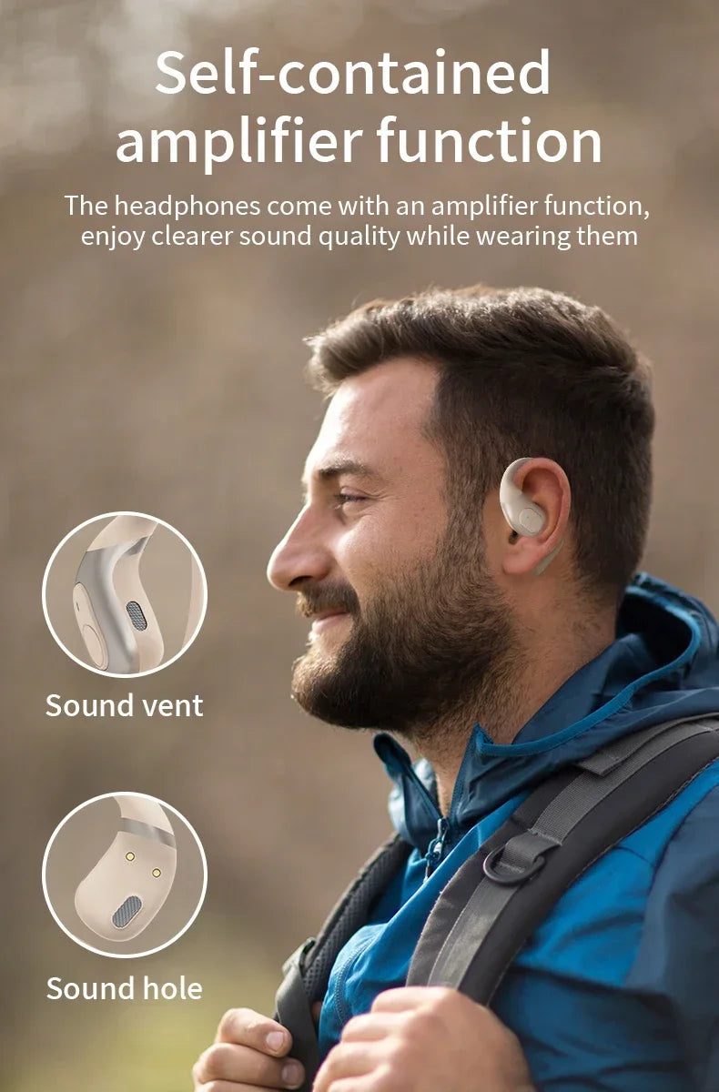 GUJIU Bluetooth 5.3 Ear Hook Headphones – Waterproof & Mic