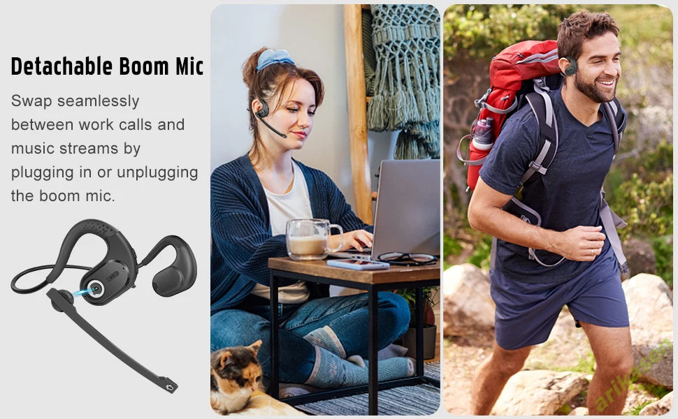Arikasen Open Ear Bluetooth 5.3 Headphones with Mic – 10H Playtime