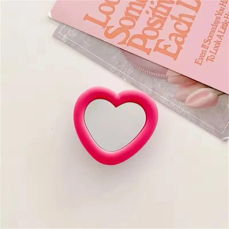 3D Heart Mirror Phone Stand – Cute Silicone Grip & Kickstand for All Smartphones – phone-case