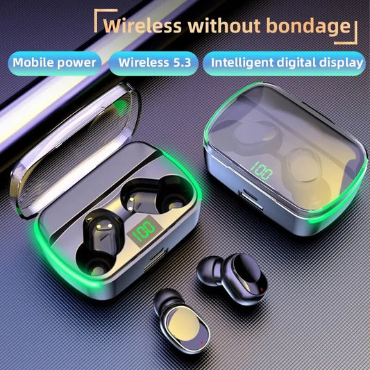 M60 Bluetooth 5.3 Earphones – TWS, Power Bank, LED Display – audio-accessory
