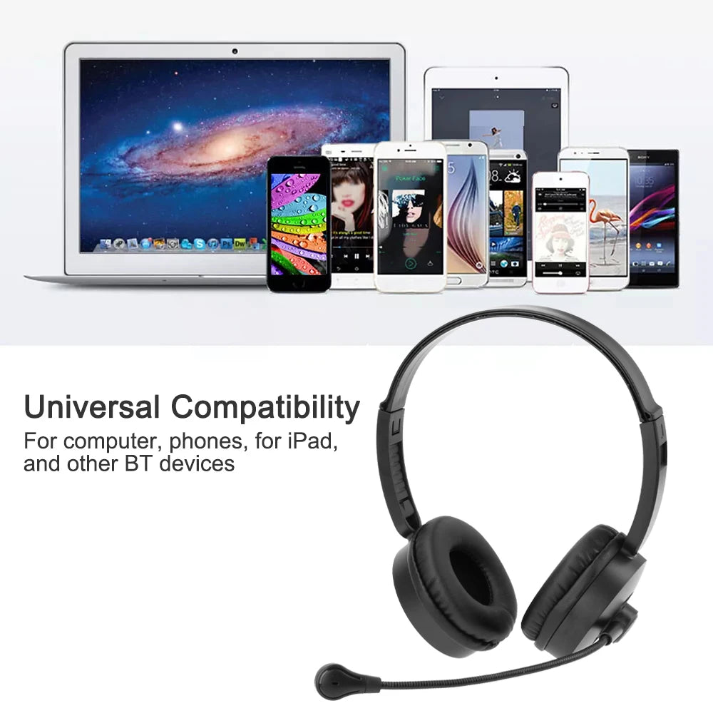 occkic Bluetooth 5.0 Wireless Headset – 12H Playtime, Boom Mic, HiFi Sound, Type-C Charging