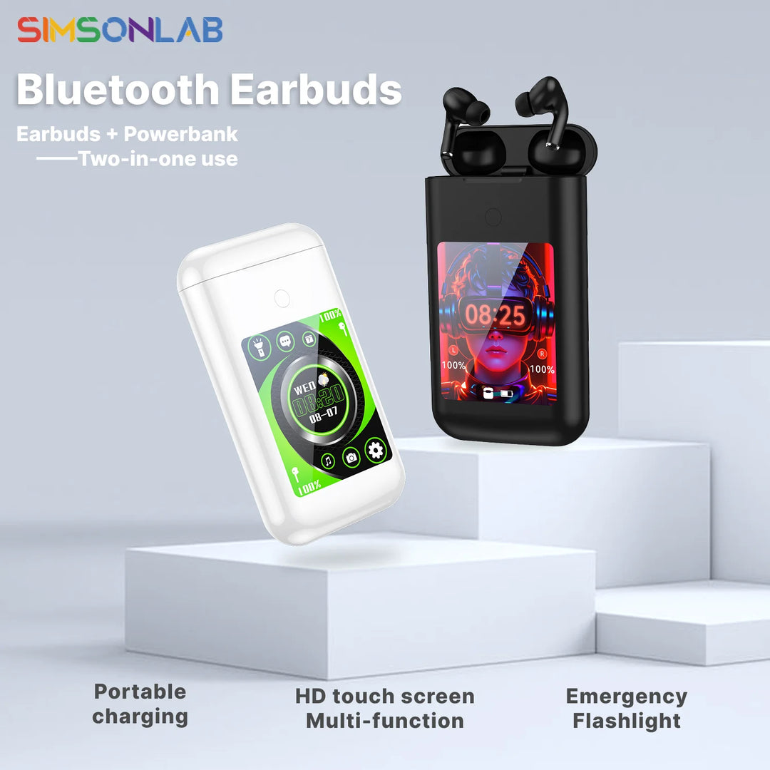SIMSONLAB TWS Bluetooth 5.3 – 8000mAh Power Bank & MP4 – audio-accessory
