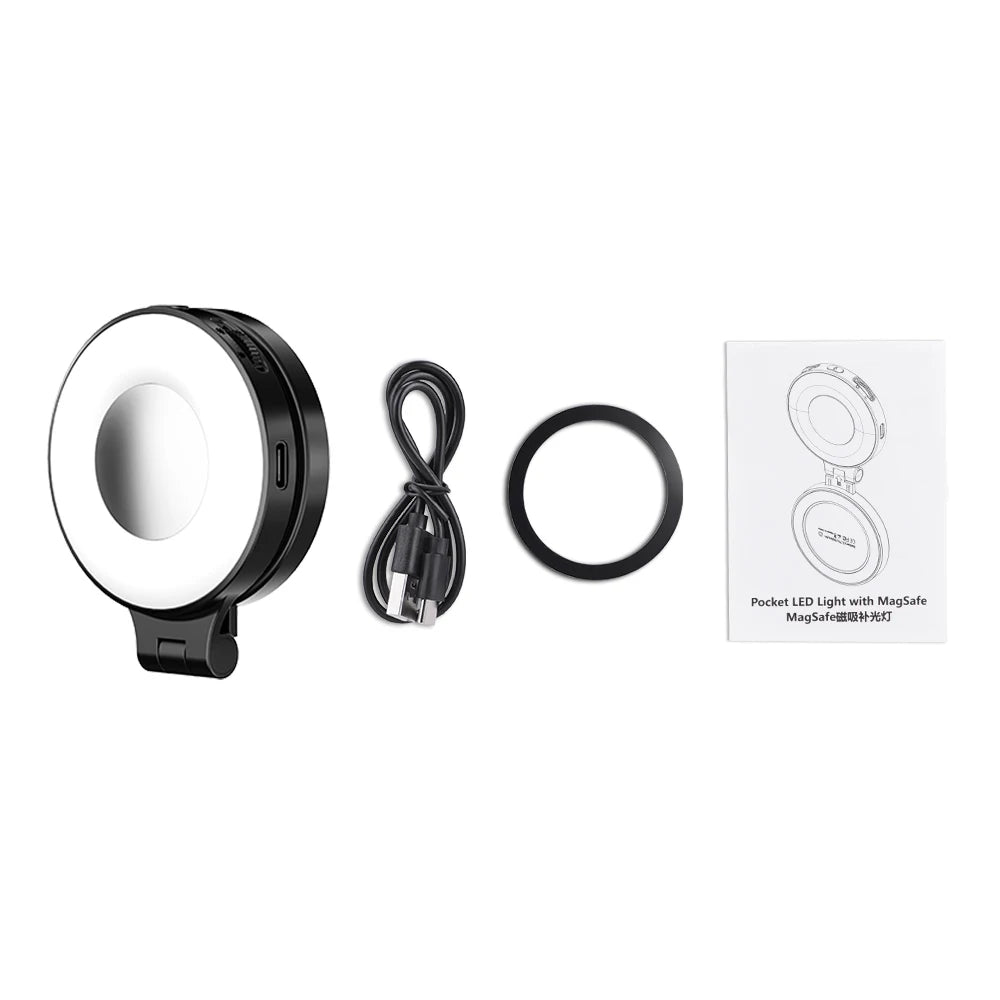 BRDRC Magsafe Magnetic Fill Light – Bi-Color LED Light & Phone Stand with Power Bank