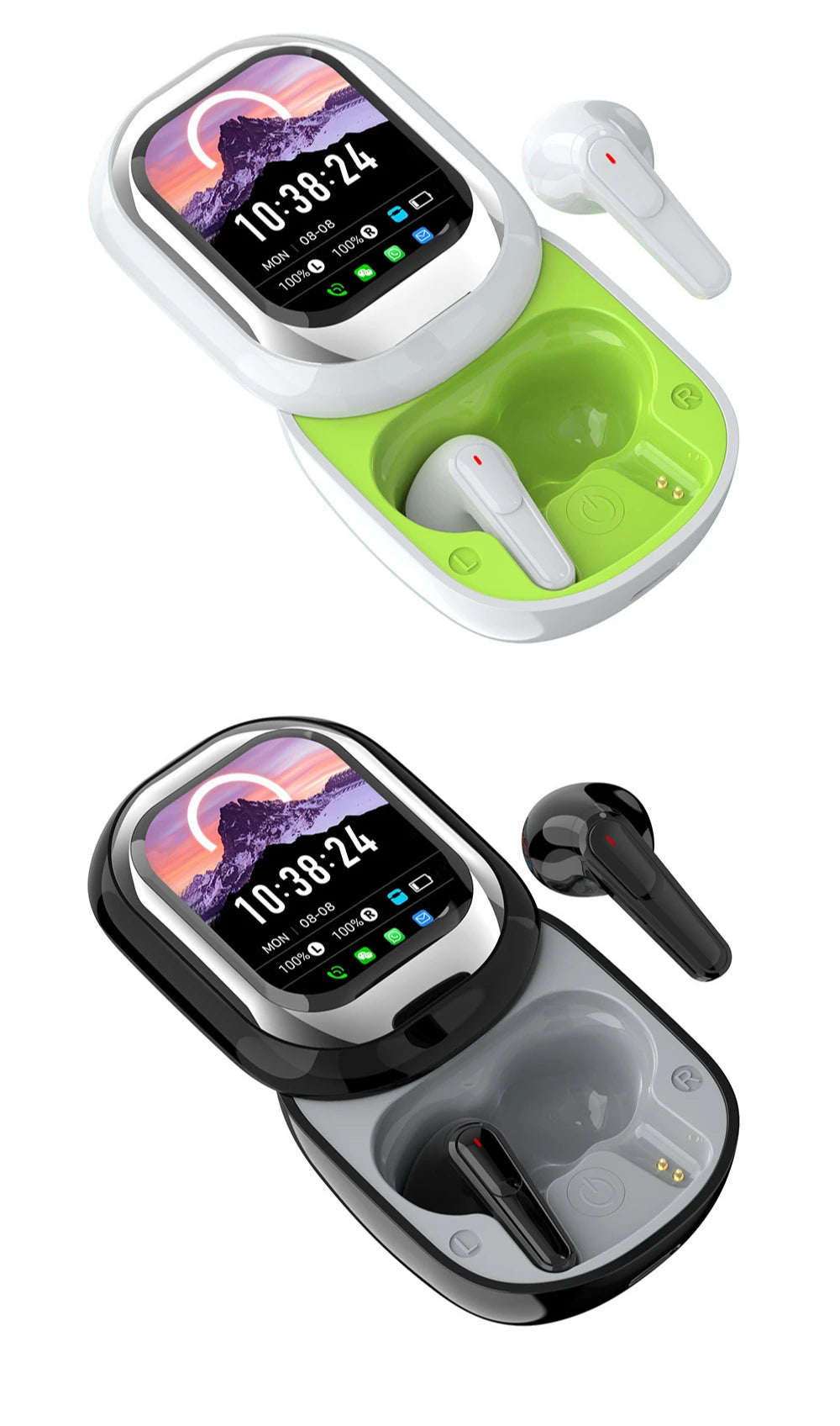 Smart Bluetooth Earphones – ANC, Touch Screen, Long Battery