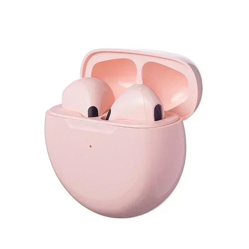 Pro 6 TWS Wireless Bluetooth Earbuds – Stereo Sound, Mic, Compact Charging Case