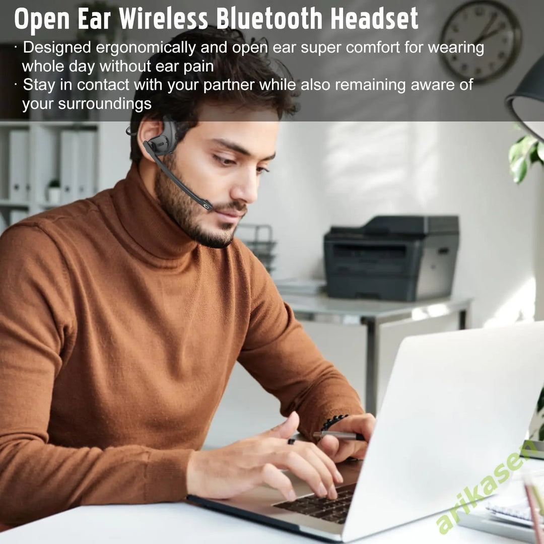 Arikasen Open Ear Bluetooth 5.3 Headphones with Mic – 10H Playtime