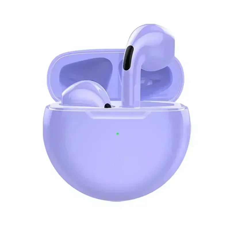 Pro 6 TWS Wireless Bluetooth Earbuds – Stereo Sound, Mic, Compact Charging Case