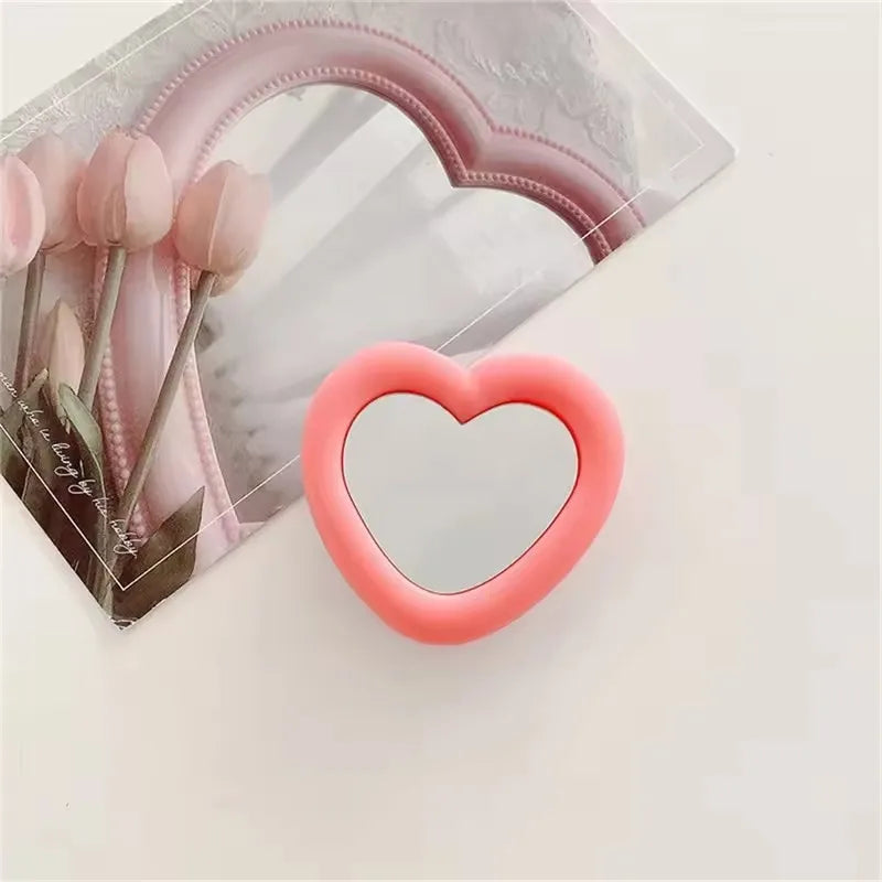 3D Heart Mirror Phone Stand – Cute Silicone Grip & Kickstand for All Smartphones – phone-case