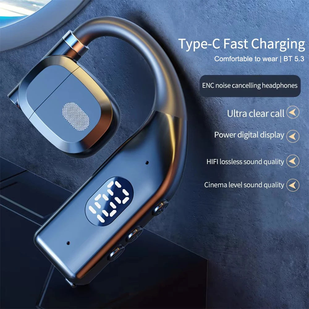 CUGUU Air Conduction Bluetooth 5.3 Headset – Open-Ear, 15H Battery, Rotatable Ear-Hook
