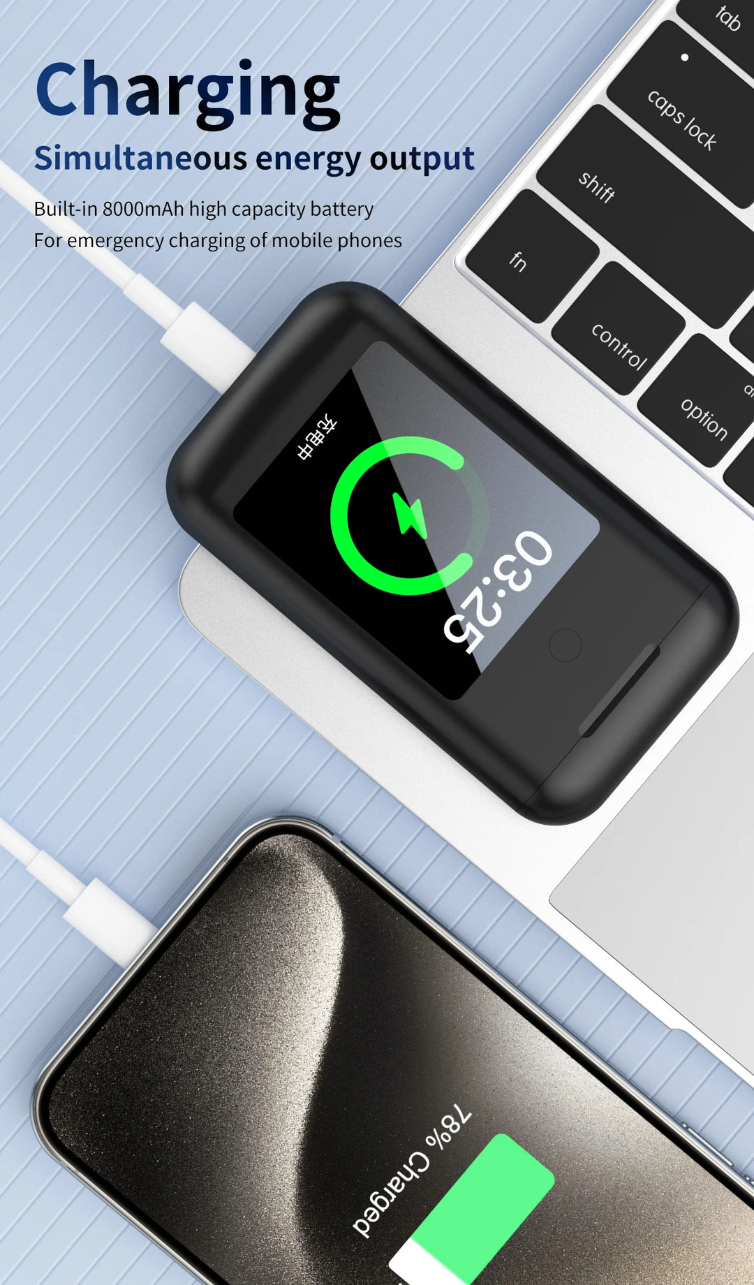 SIMSONLAB TWS Bluetooth 5.3 – 8000mAh Power Bank & MP4