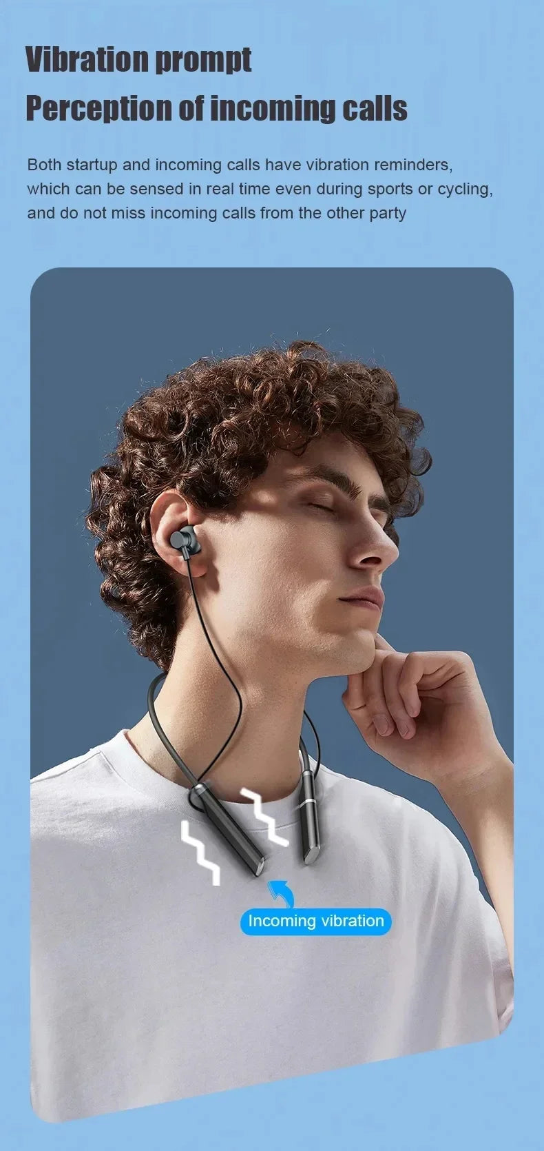 LIUTIANFEI Bluetooth Neckband Headphones – 27h Battery & Vibration Alerts