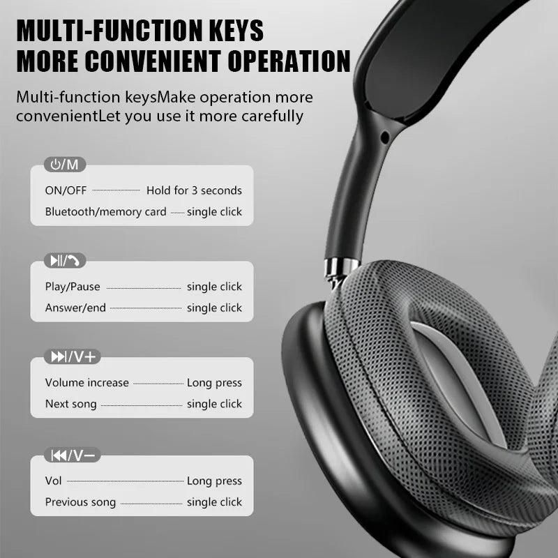 felfial P9 Wireless Bluetooth Headphones with TF Card Slot – Over-Ear Stereo Sound