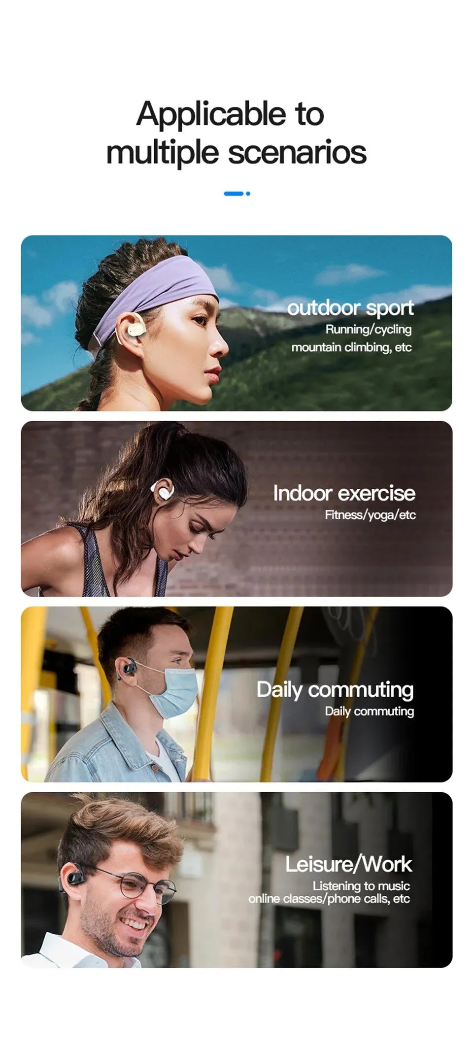 STTKGZD Air Conduction Bluetooth 5.3 Headset – Single-Ear Wireless for Driving & Office