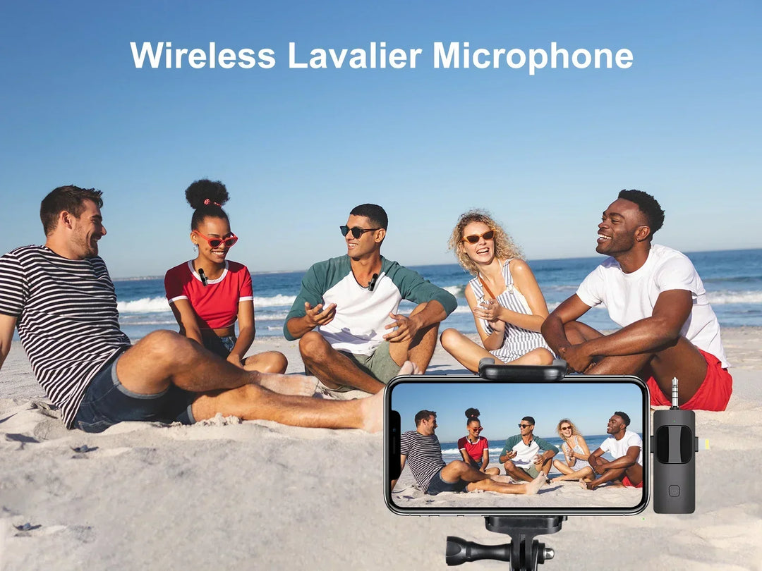 VIKEFON 3-in-1 Wireless Lavalier Microphone – Plug & Play Mic for iPhone, Android, DSLR & PC