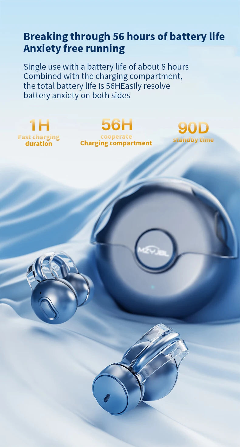 iHseno I36 Open-Ear TWS Earphones – Bluetooth 5.3, Clip-On, Waterproof