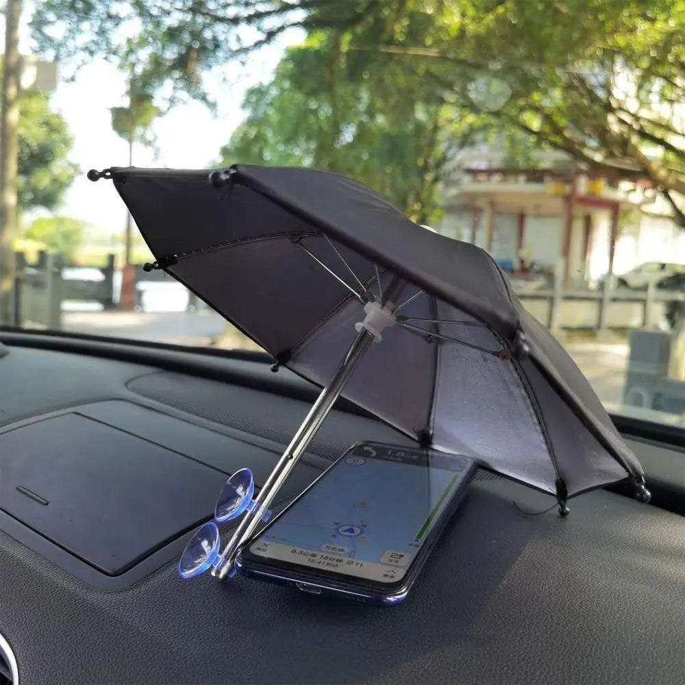 Mini Phone Umbrella Sunshade – Anti-Glare & Rain Shield with Suction Cup