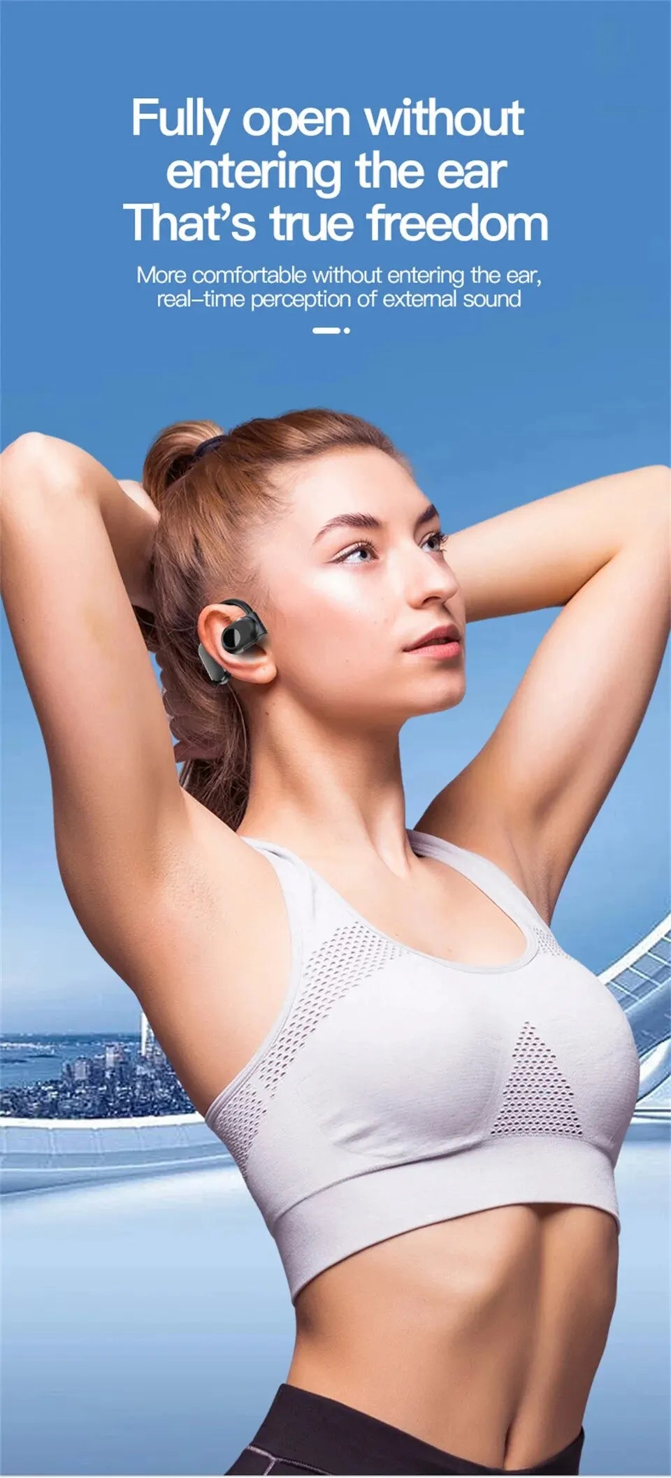 STTKGZD Air Conduction Bluetooth 5.3 Headset – Single-Ear Wireless for Driving & Office