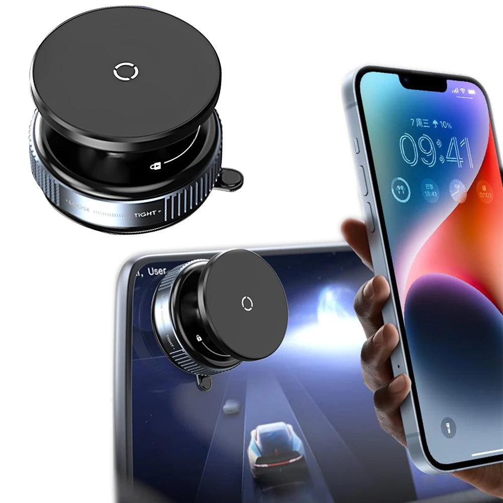Magnetic Vacuum Car Phone Holder – 360° Dashboard Mount for iPhone & Android