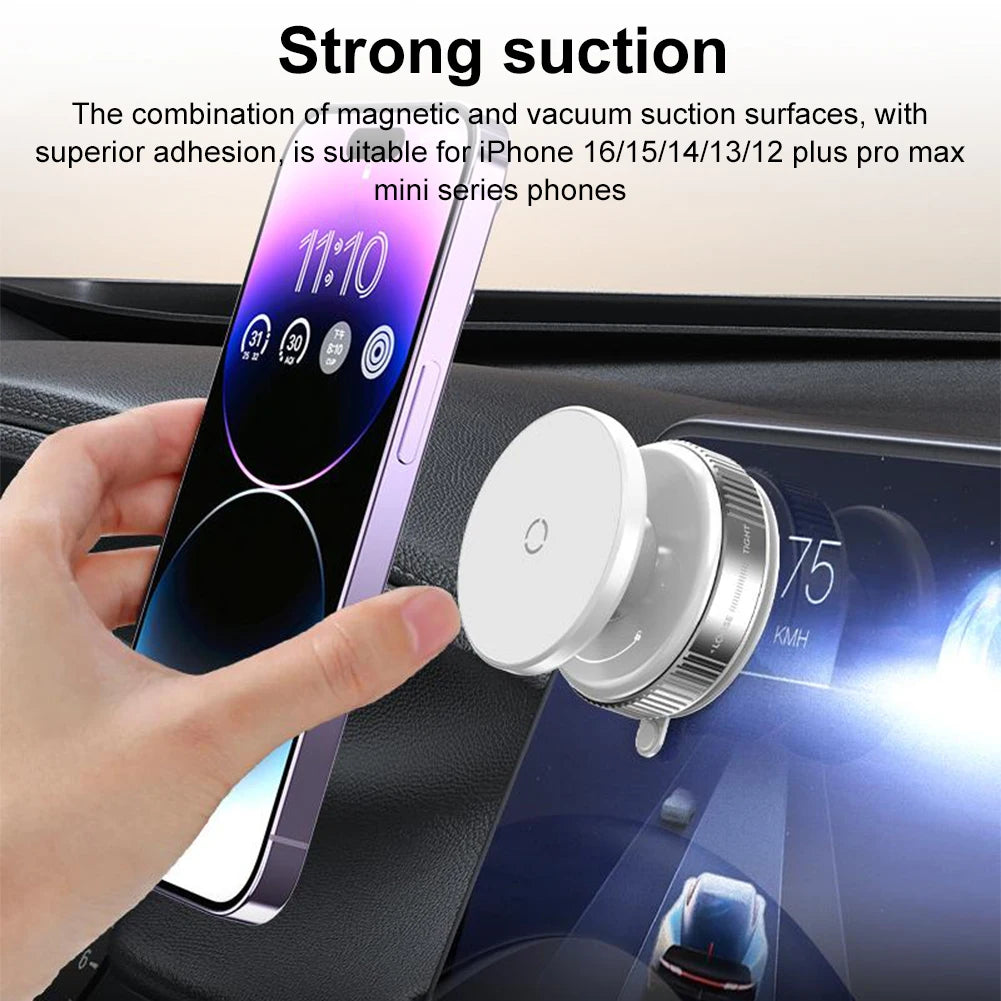 Magnetic Vacuum Car Phone Holder – 360° Dashboard Mount for iPhone & Android