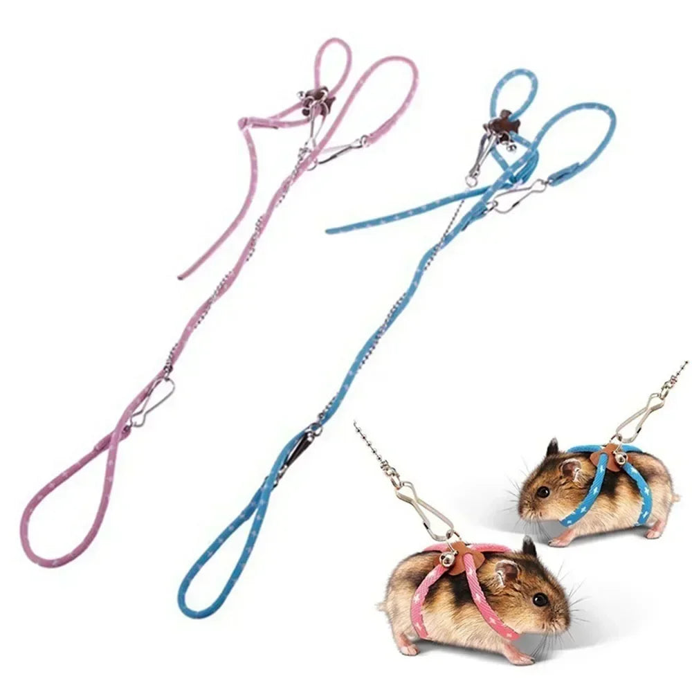 Hamster Harness & Leash – Adjustable Small Pet Lead with Bell