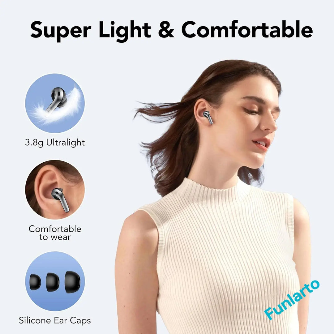 Funlarto Wireless Earbuds – 50H Playtime, Deep Bass, Waterproof