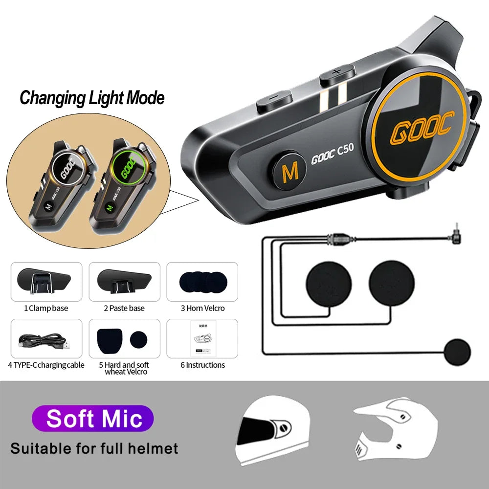VELEV C50 Bluetooth Helmet Headset – Waterproof, 170H Playtime – audio-accessory