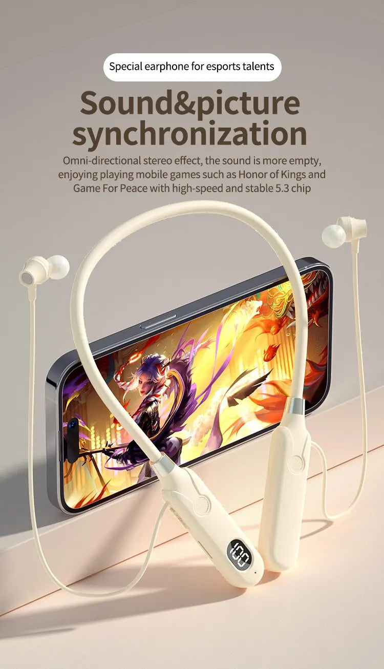 BT-12 Bluetooth 5.3 Neckband Earphones – 50h Battery & Mic