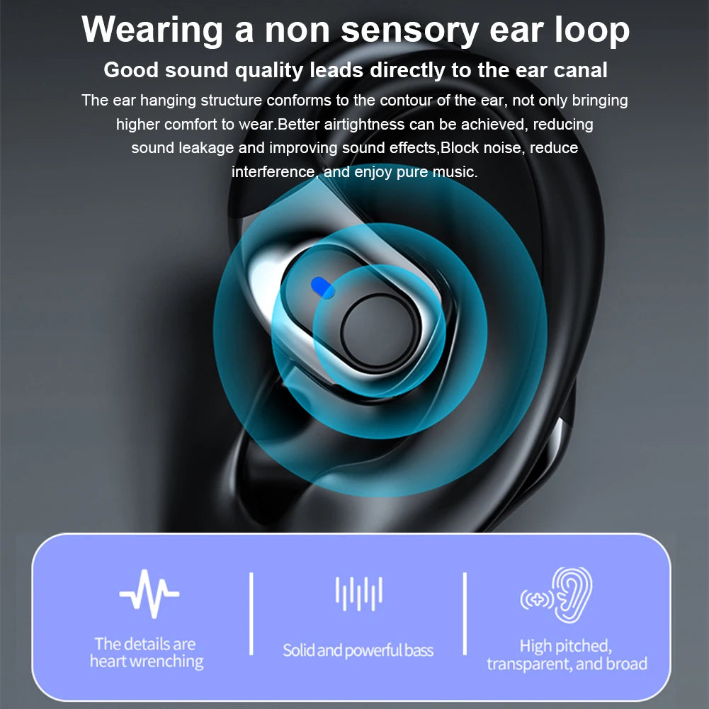 ALLOYSEED Bluetooth 5.4 Earhook Earbuds – 9D Sound, Sports