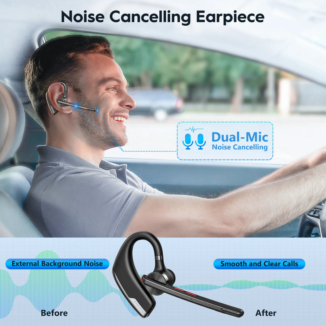 New Bee M51 Bluetooth Headset – Dual-Mic Noise Cancelling, 60H