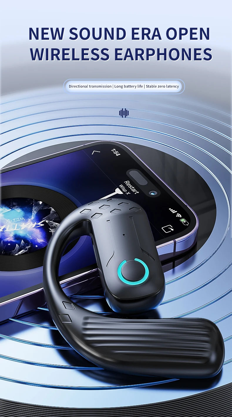 VAORLO Bluetooth 5.4 Rotating Ear Hook Headset – Noise Cancelling