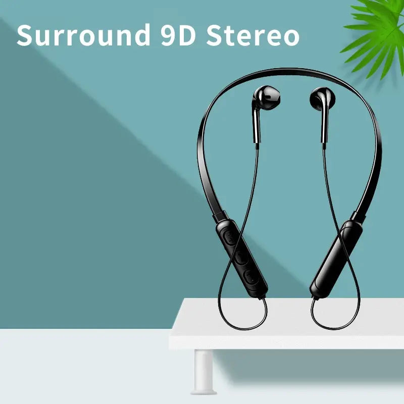 Neckband Bluetooth Earphones – 9D Audio, Noise Reduction, Sports