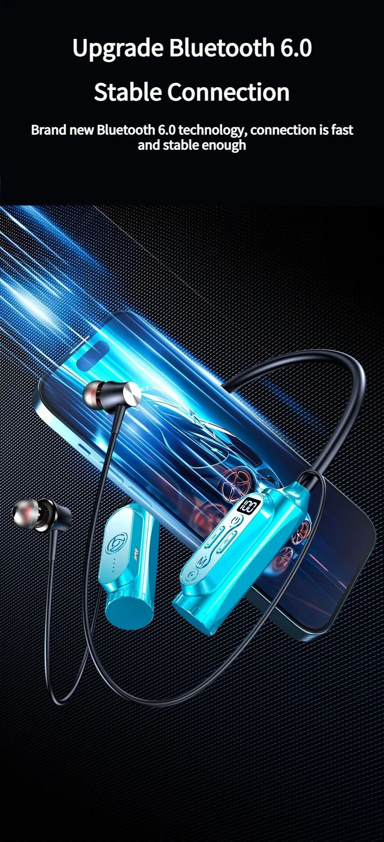 Luxuglow Bluetooth 6.0 Neckband – ANC, 12000mAh, IPX7