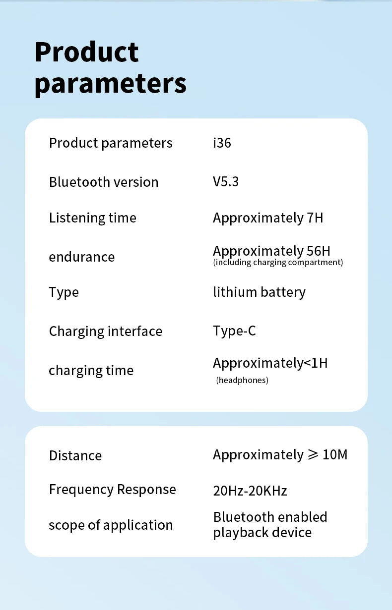 iHseno I36 Open-Ear TWS Earphones – Bluetooth 5.3, Clip-On, Waterproof