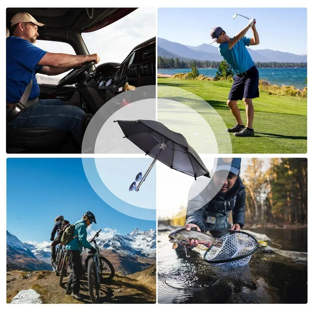 Mini Phone Umbrella Sunshade – Anti-Glare & Rain Shield with Suction Cup