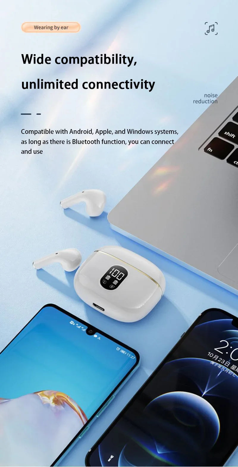 DIXSG TWS Bluetooth 5.2 Earphones – ANC, Touch Control, Low Latency