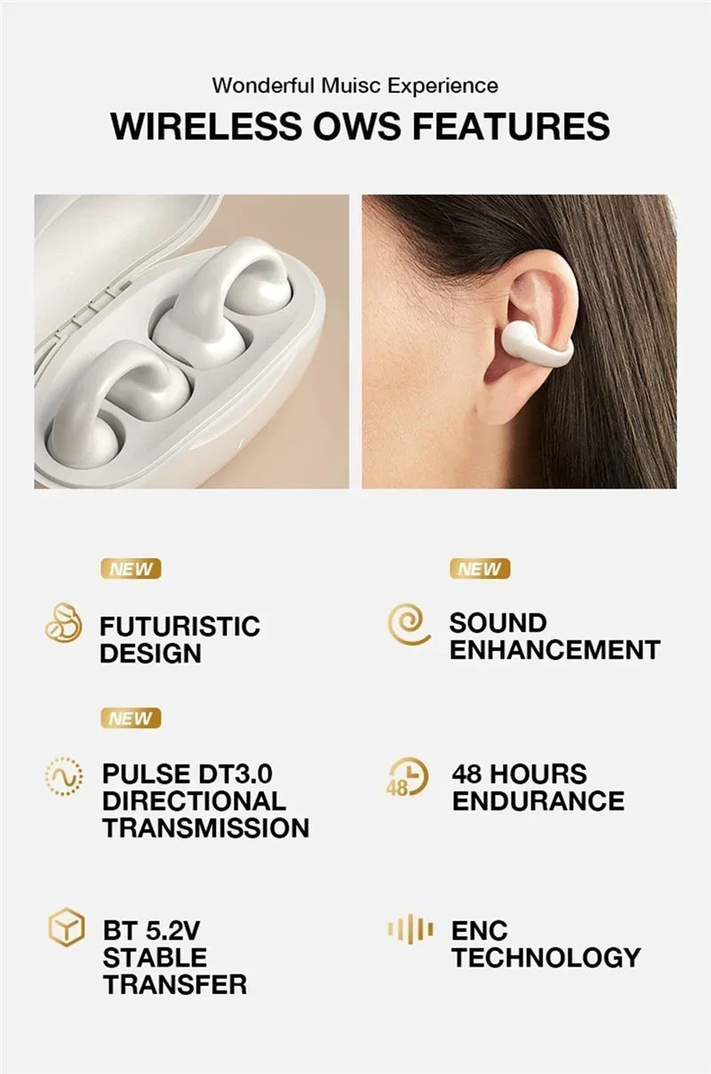 VIKEFON Bluetooth 5.3 Ear Hook – Air Conduction, Sports