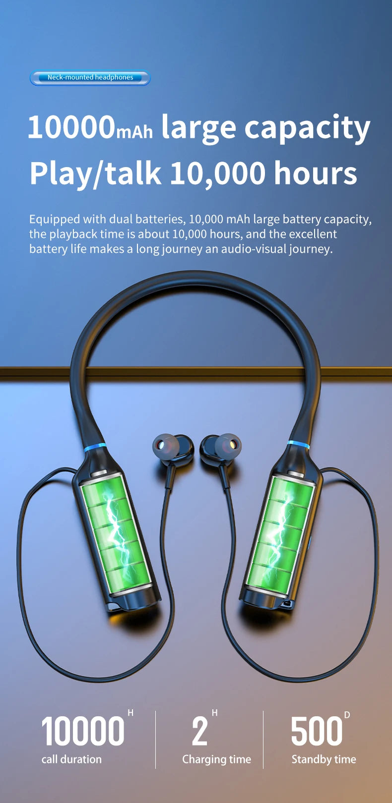 Luxuglow 10000mAh Bluetooth Earphones – Noise Cancelling & Power Bank