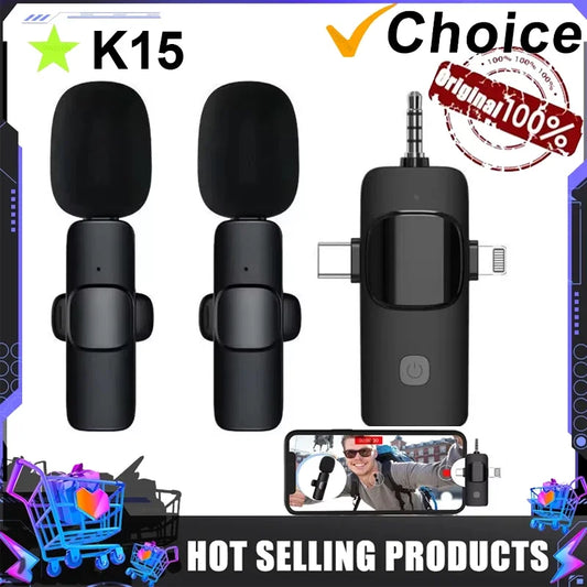 VIKEFON 3-in-1 Wireless Lavalier Microphone – Plug & Play Mic for iPhone, Android, DSLR & PC – audio-accessory