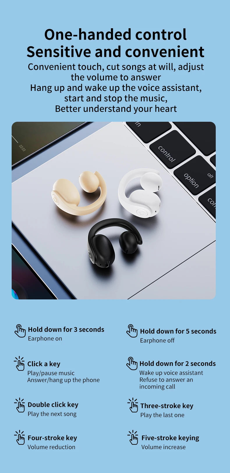 Bluetooth 5.4 Clip-On Sports Earphone – HiFi Wireless