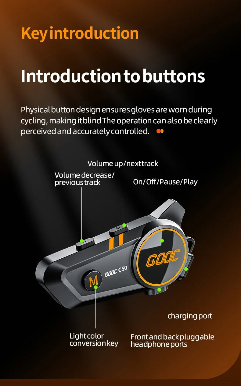 VELEV C50 Bluetooth Helmet Headset – Waterproof, 170H Playtime – audio-accessory