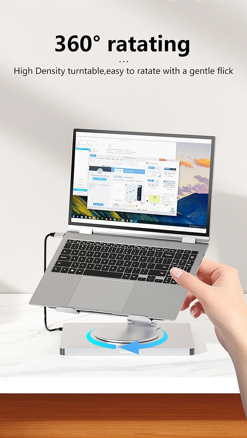 Blueendless 10-in-1 USB-C Laptop Stand Hub with HDMI, PD 100W & Ethernet