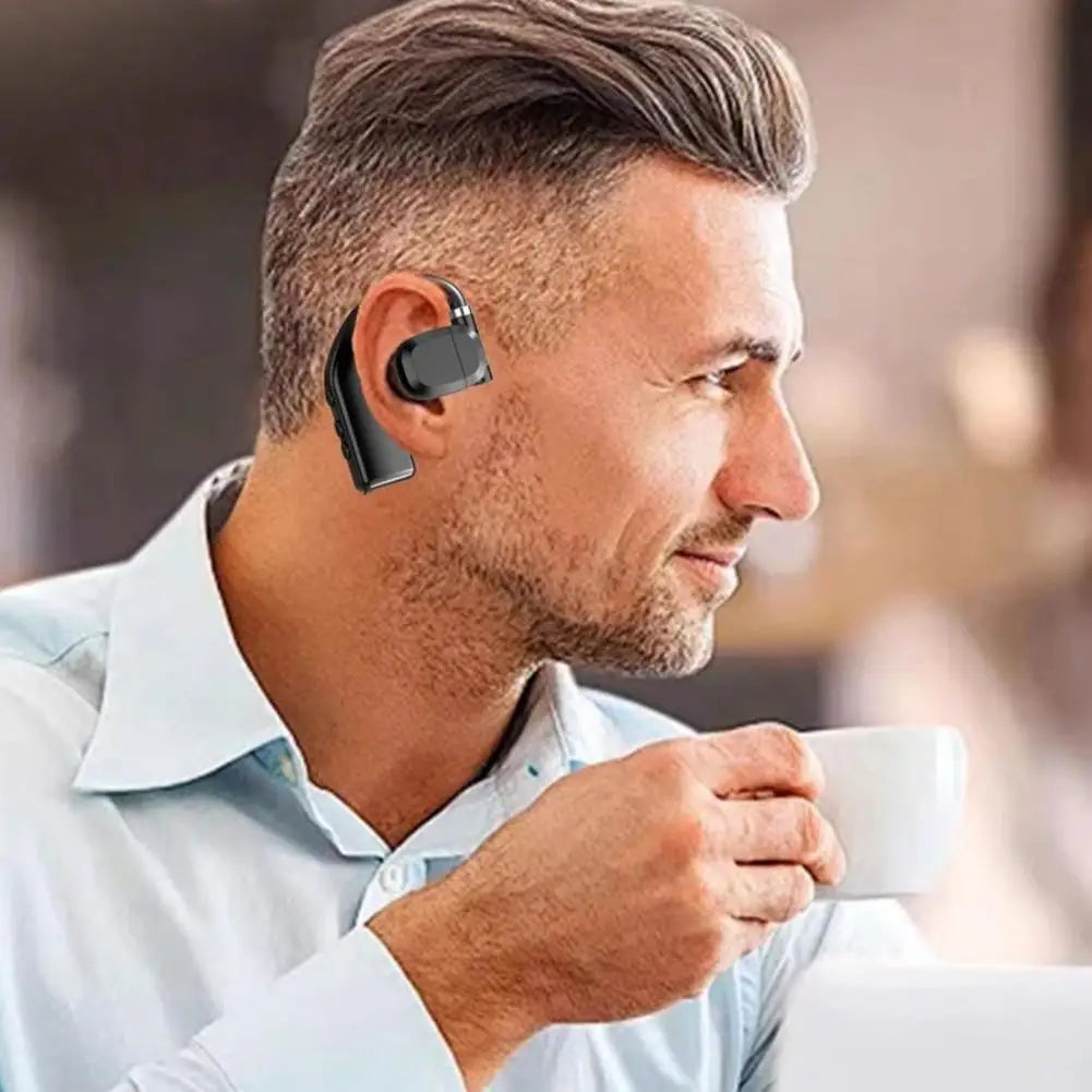 GRWIBEOU Bone Conduction Bluetooth 5.4 Headset – Waterproof Business Ear Hook with Mic & ANC