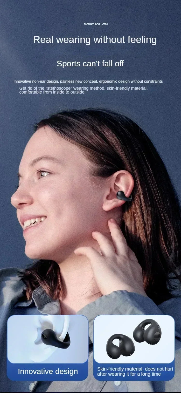 ZONGJI Bluetooth 5.3 Ear Hook Earphones – ANC, Dual Mode