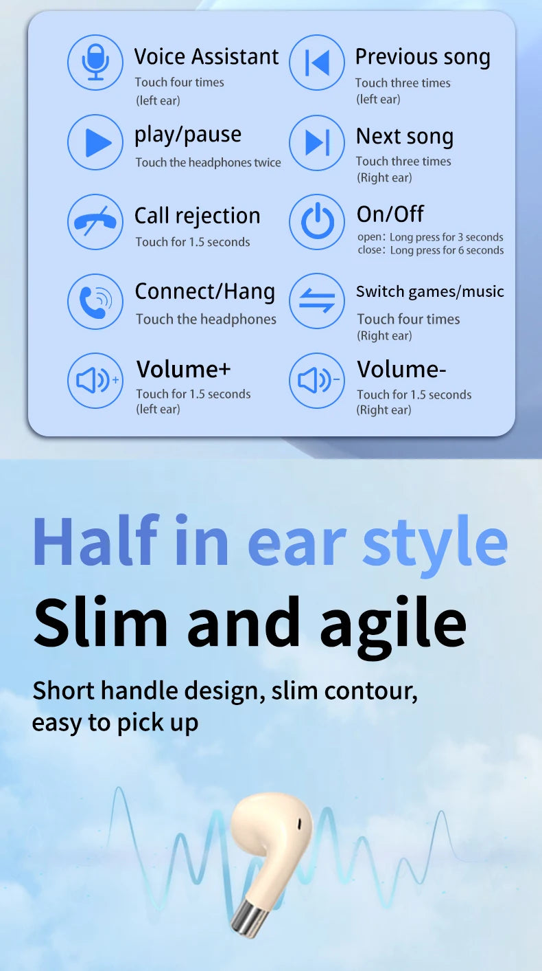 Kebidumei Bluetooth 5.4 Earbuds – ANC, 300H Standby, Waterproof