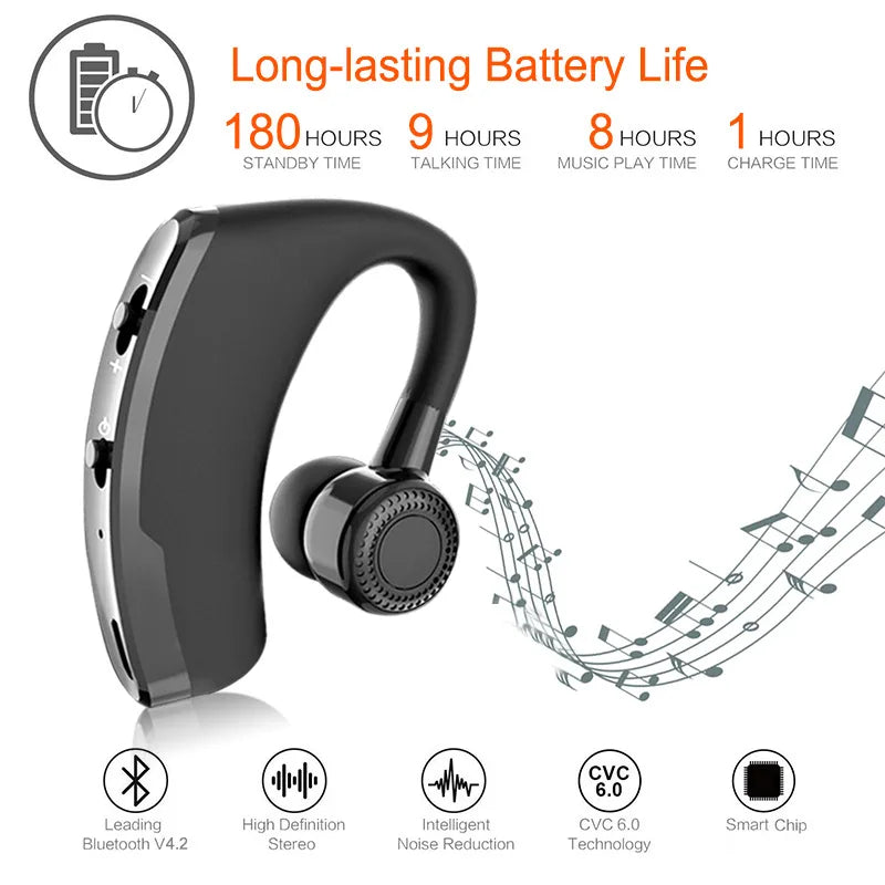 Fomscvka V9 Wireless Ear Hook Headset – HiFi Hands-Free