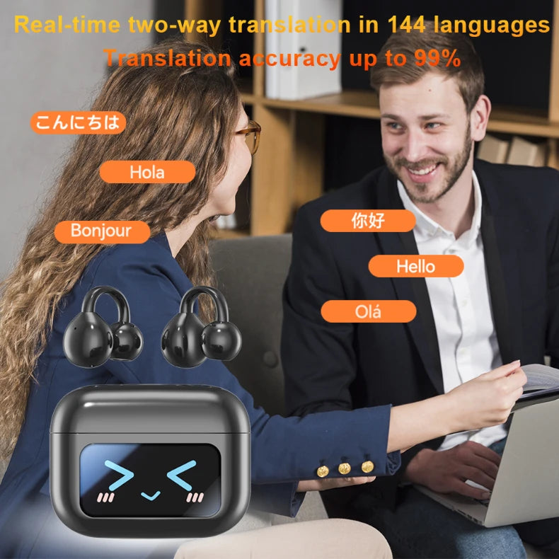 WJOY M100 Bluetooth 5.4 Clip-On Earphones – Translation & Waterproof