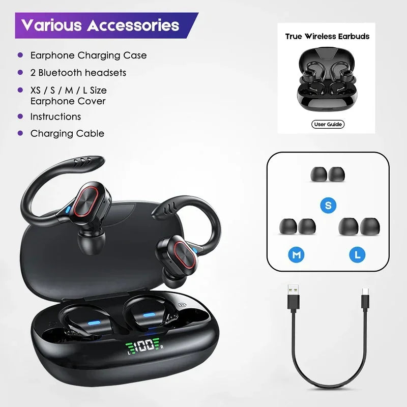 OLEVO Bluetooth 5.3 Ear Hook Earbuds – ANC, IPX6, HiFi Sound